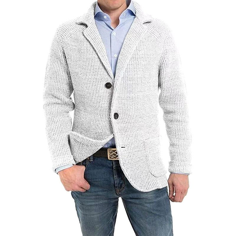 Andrzej | Męski kardigan o eleganckim kroju, kardigan tailored | Rokishi | Jasnoszary
