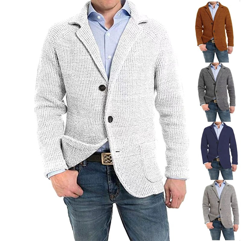 Andrzej | Męski kardigan o eleganckim kroju, kardigan tailored | Rokishi | Niebieski