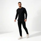 Paweł | Męski zestaw dwuczęściowy w stylu smart-casual: komplet typu lounge z długim rękawem i krojem slim-fit | Rokishi