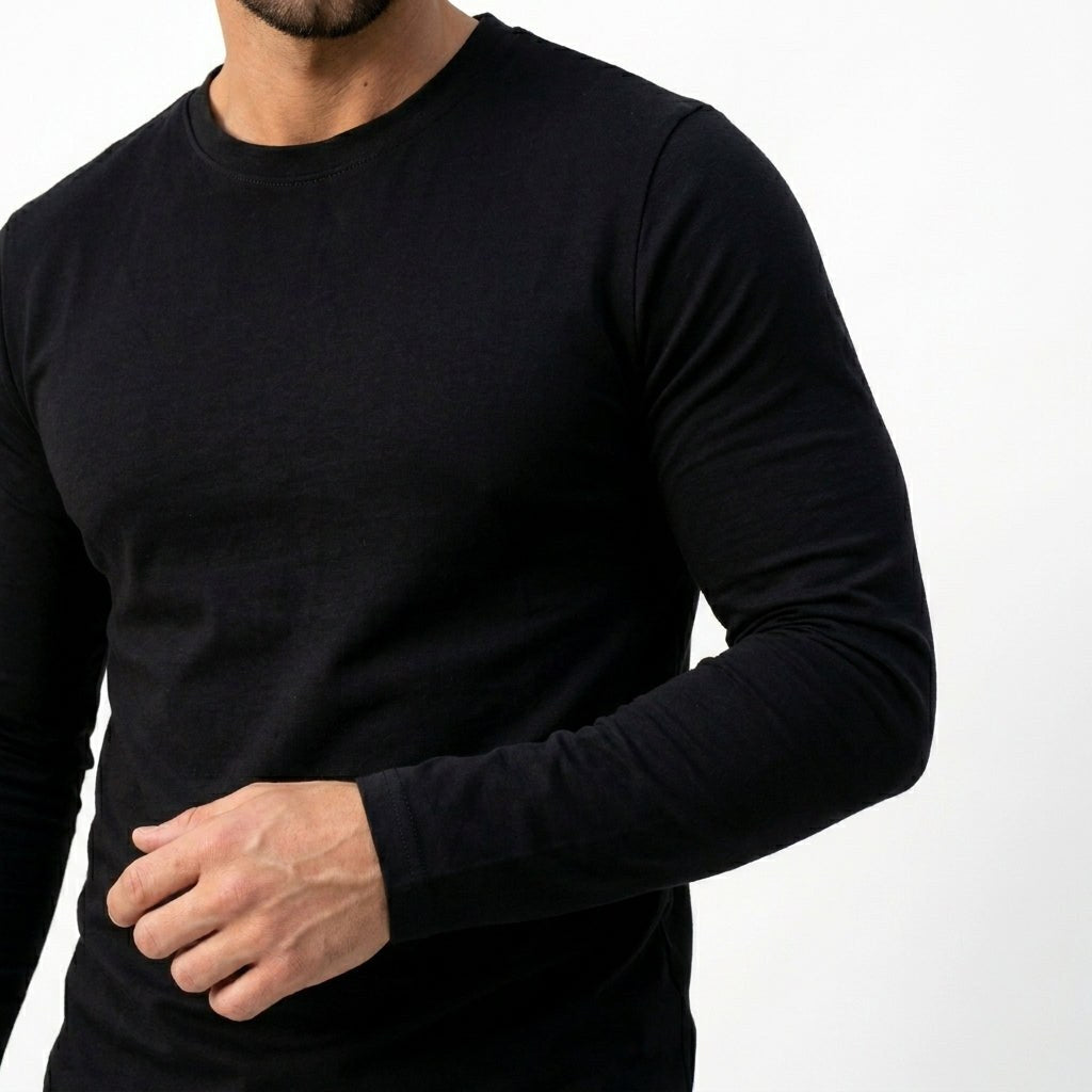 Paweł | Męski zestaw dwuczęściowy w stylu smart-casual: komplet typu lounge z długim rękawem i krojem slim-fit | Rokishi