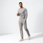 Paweł | Męski zestaw dwuczęściowy w stylu smart-casual: komplet typu lounge z długim rękawem i krojem slim-fit | Rokishi