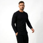Paweł | Męski zestaw dwuczęściowy w stylu smart-casual: komplet typu lounge z długim rękawem i krojem slim-fit | Rokishi
