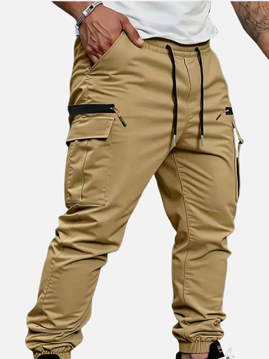Jarosław | Męskie spodnie dresowe stretch, luźno krojone jogery | Rokishi | Khaki