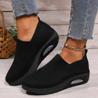 Zuzanna | Damskie buty typu slip-on z amortyzacją, ortopedyczne buty komfortowe | Rokishi | Czarny