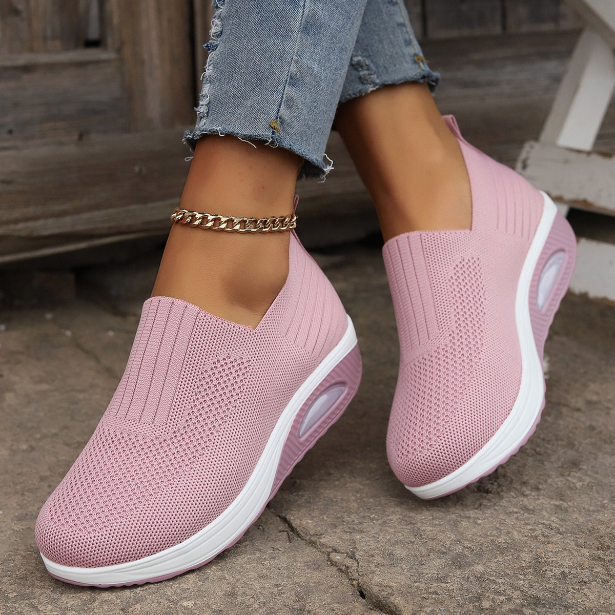 Zuzanna | Damskie buty typu slip-on z amortyzacją, ortopedyczne buty komfortowe | Rokishi | Czarny