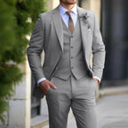 Stefan | Męski garnitur slim fit z kamizelką, garnitur trzyczęściowy | Rokishi | Beżowy