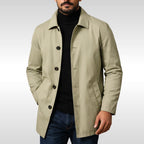 Mateusz | Męski trencz o klasycznym designie, elegancki płaszcz jesienny | Rokishi | Khaki