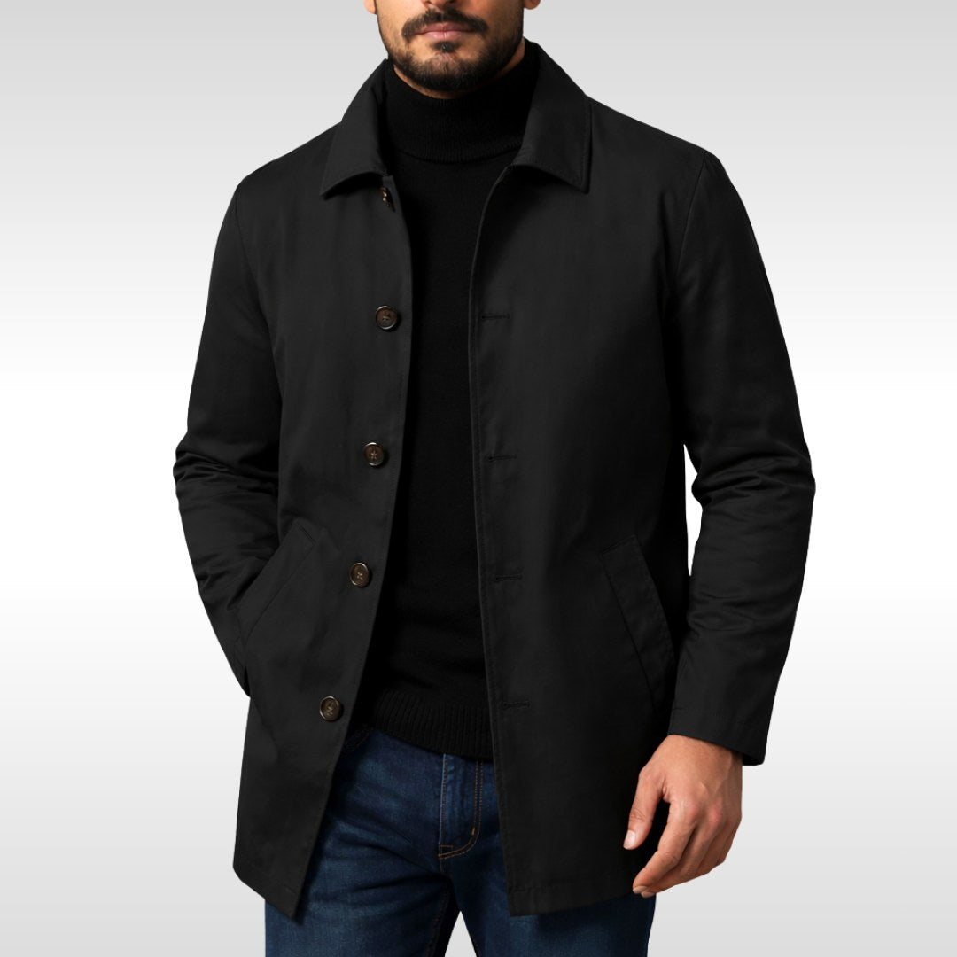 Mateusz | Męski trencz o klasycznym designie, elegancki płaszcz jesienny | Rokishi | Khaki