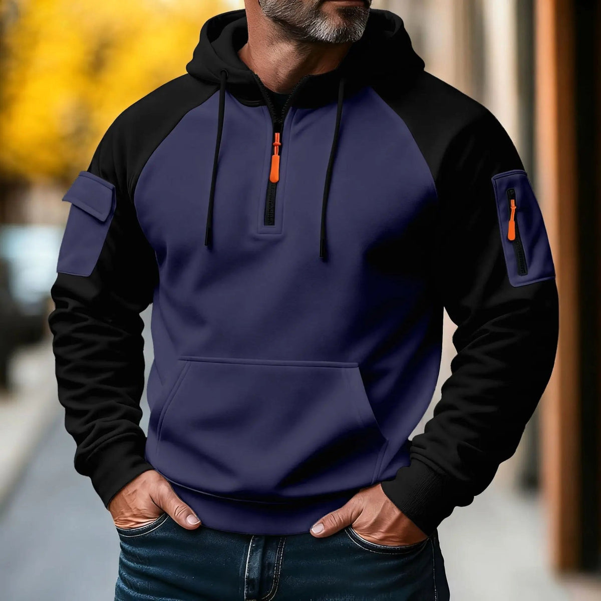 Jakub | Męski sweter z zamkiem, sportowy sweter z dzianiny | Rokishi | Czarny