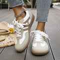 Renata | Damskie ortopedyczne sneakersy slip-on, wyściełane sneakersy trekkingowe | Rokishi | Khaki i biały
