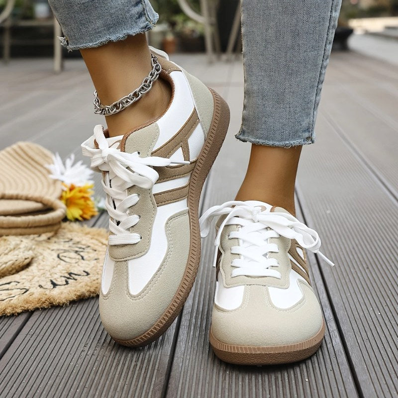 Renata | Damskie ortopedyczne sneakersy slip-on, wyściełane sneakersy trekkingowe | Rokishi | Khaki i biały