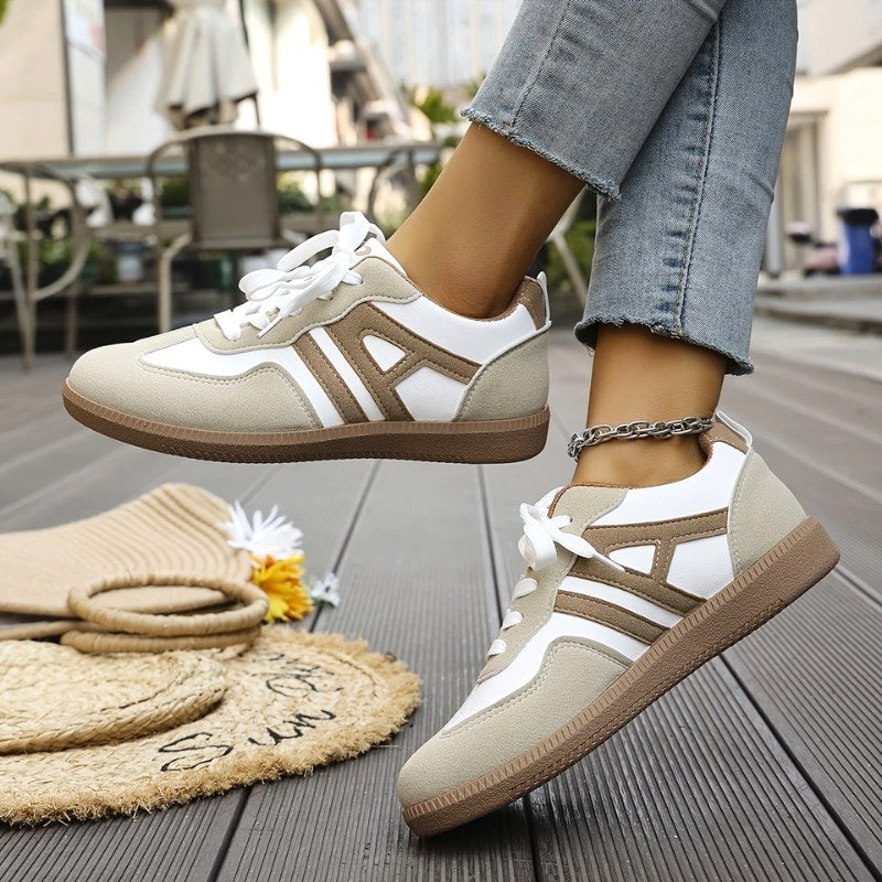 Renata | Damskie ortopedyczne sneakersy slip-on, wyściełane sneakersy trekkingowe | Rokishi | Khaki i biały