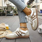 Renata | Damskie ortopedyczne sneakersy slip-on, wyściełane sneakersy trekkingowe | Rokishi | Khaki i biały