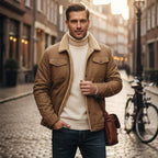 Filip | Męski płaszcz, z polarową podszewką, ciepły model | Rokishi | Granatowy