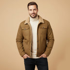 Filip | Męski płaszcz, z polarową podszewką, ciepły model | Rokishi | Czarny