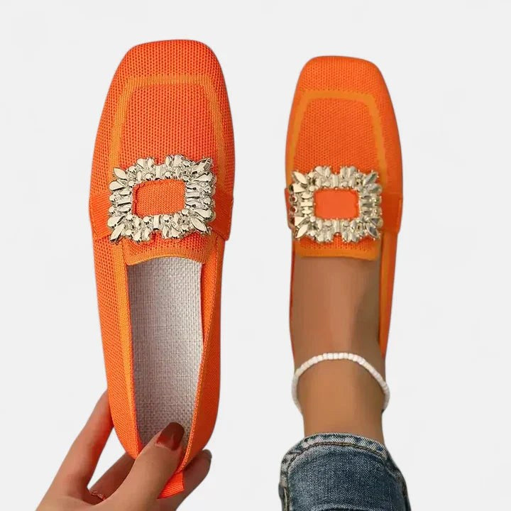 Marzena | Damskie wyściełane loafersy komfortowe, buty wspierające do chodzenia | Rokishi | Niebieski