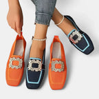 Marzena | Damskie wyściełane loafersy komfortowe, buty wspierające do chodzenia | Rokishi | Niebieski