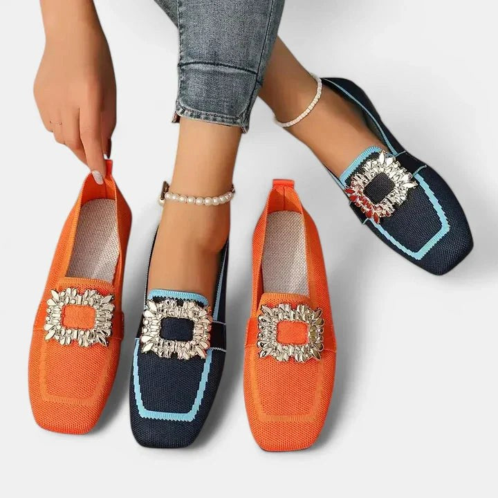 Marzena | Damskie wyściełane loafersy komfortowe, buty wspierające do chodzenia | Rokishi | Niebieski