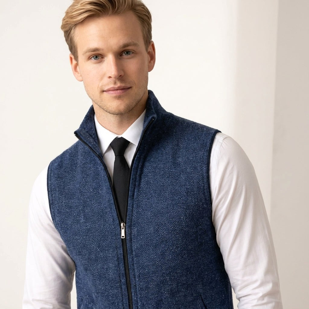 Bartosz | Męski bezrękawnik dzianinowy na zamek / kamizelka w stylu smart-casual | Rokishi