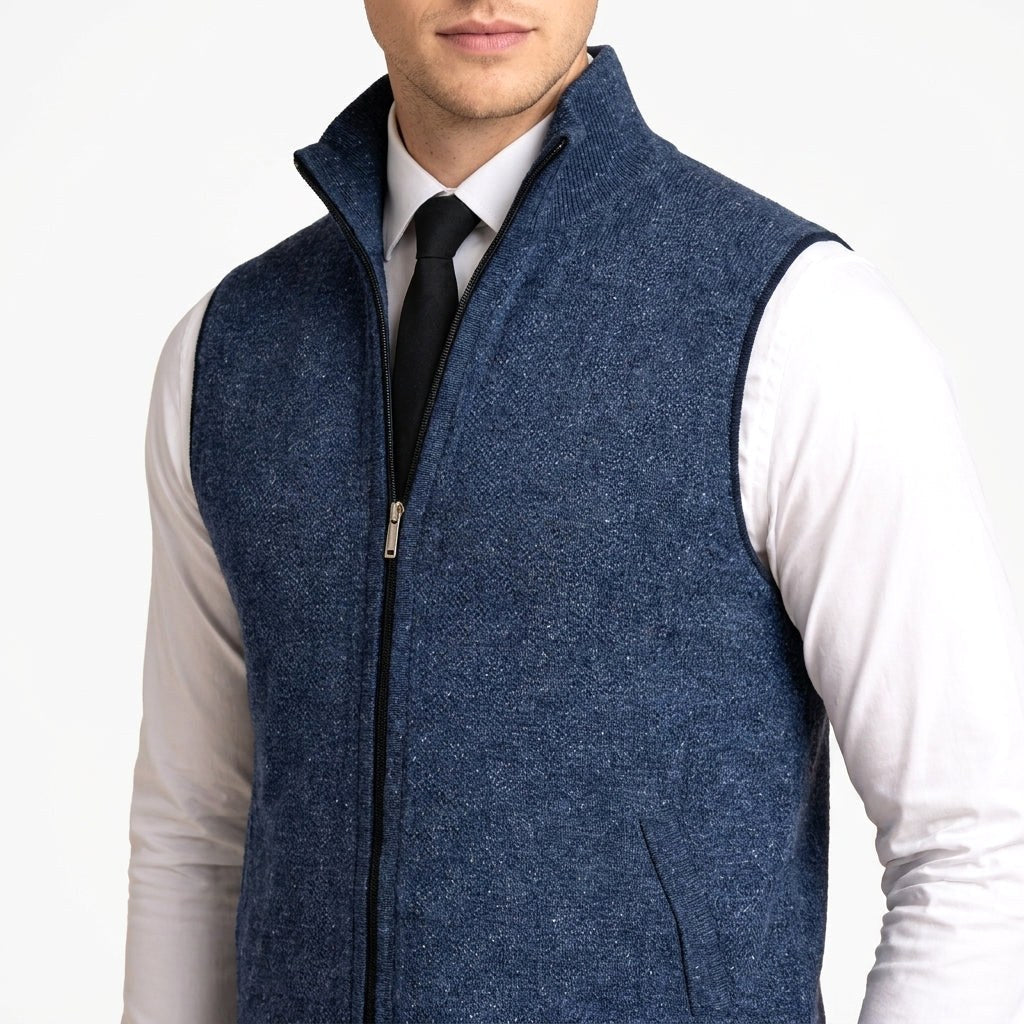 Bartosz | Męski bezrękawnik dzianinowy na zamek / kamizelka w stylu smart-casual | Rokishi