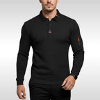 Nikodem | Męska koszulka polo z charakterystycznym kołnierzykiem i suwakiem na rękawie, elegancka koszulka polo | Rokishi | Niebieski