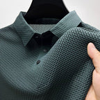 Cezary | Męska koszulka polo o fakturze materiału i z krótkim rękawem, Kołnierzyk typu button-down | Rokishi