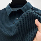 Cezary | Męska koszulka polo o fakturze materiału i z krótkim rękawem, Kołnierzyk typu button-down | Rokishi