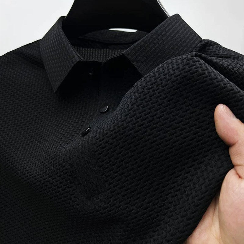 Cezary | Męska koszulka polo o fakturze materiału i z krótkim rękawem, Kołnierzyk typu button-down | Rokishi
