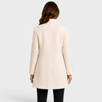 Lucyna | Dopasowany płaszcz wełniany damski, klasyczny płaszcz zapinany na guziki | Rokishi