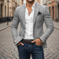 Leszek | Męska marynarka slim fit na jeden guzik, elegancki blezer | Rokishi | Szary