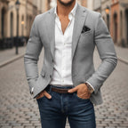 Leszek | Męska marynarka slim fit na jeden guzik, elegancki blezer | Rokishi | Szary