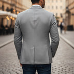 Leszek | Męska marynarka slim fit na jeden guzik, elegancki blezer | Rokishi | Szary