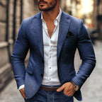 Leszek | Męska marynarka slim fit na jeden guzik, elegancki blezer | Rokishi | Szary
