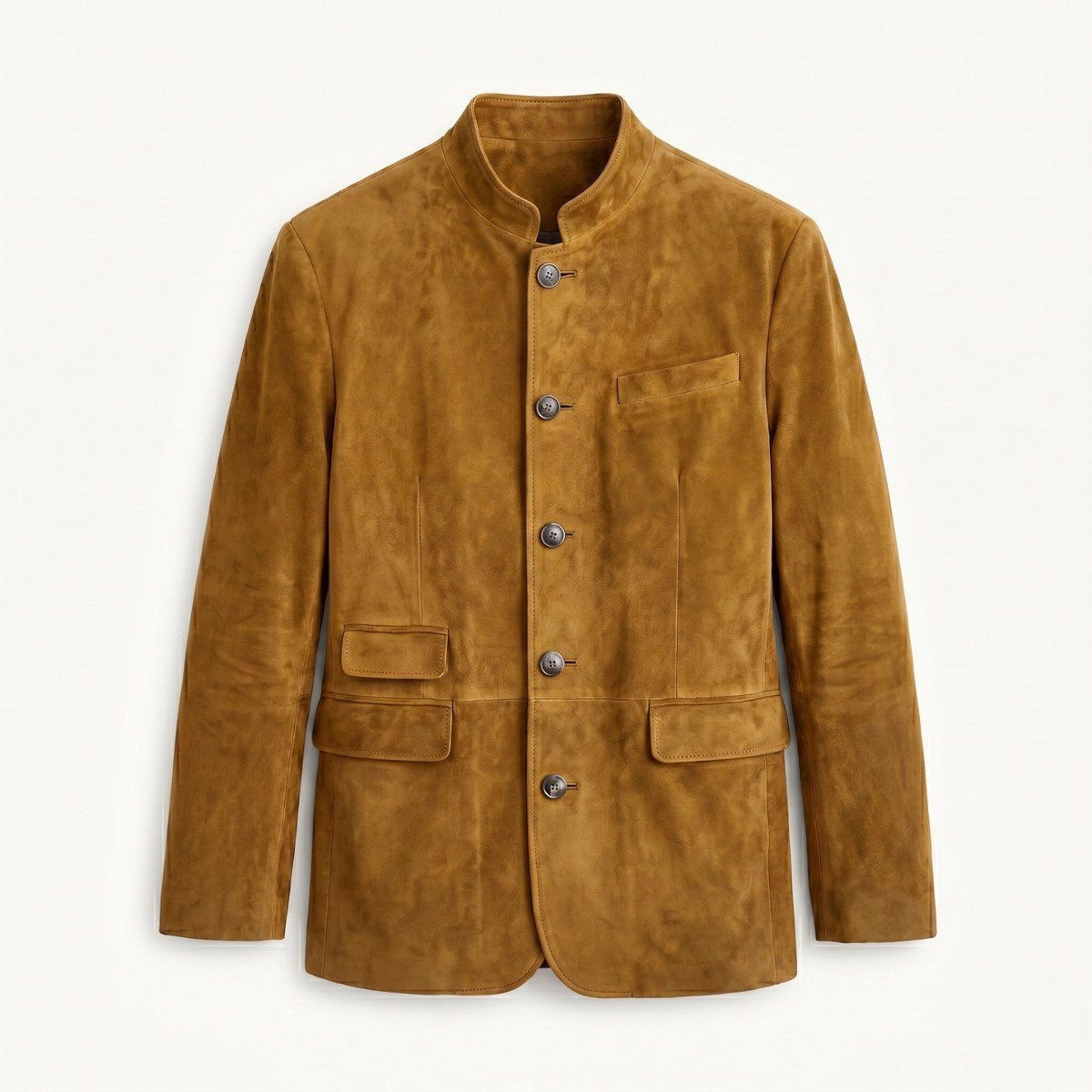 Igor | Męska marynarka, wykończenie w stylu skóry, wykończenie w stylu zamszu | Rokishi | Khaki
