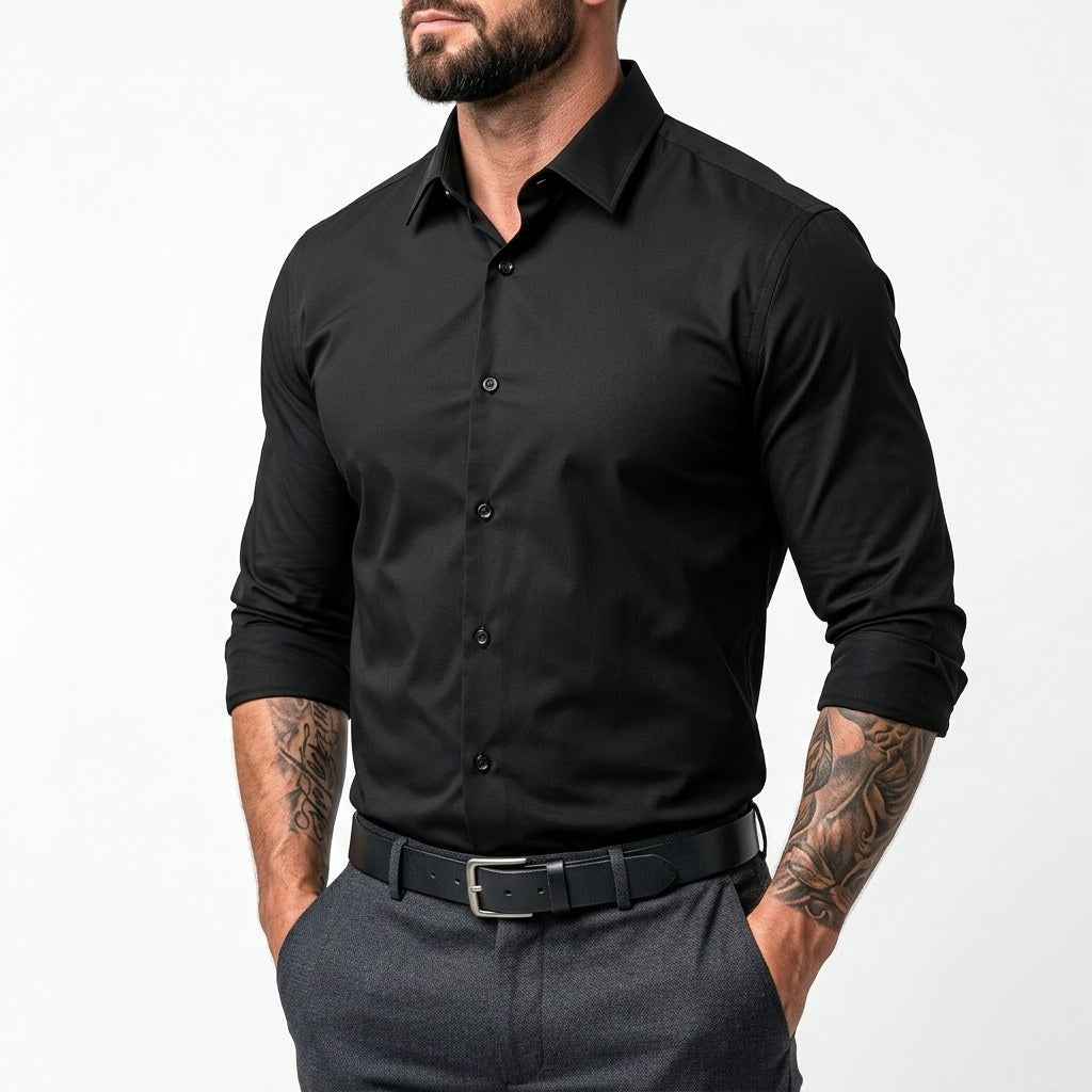 Marcel | Męska koszula typu stretch (krój slim fit), koszula biznesowa odporna na zagniecenia | Rokishi