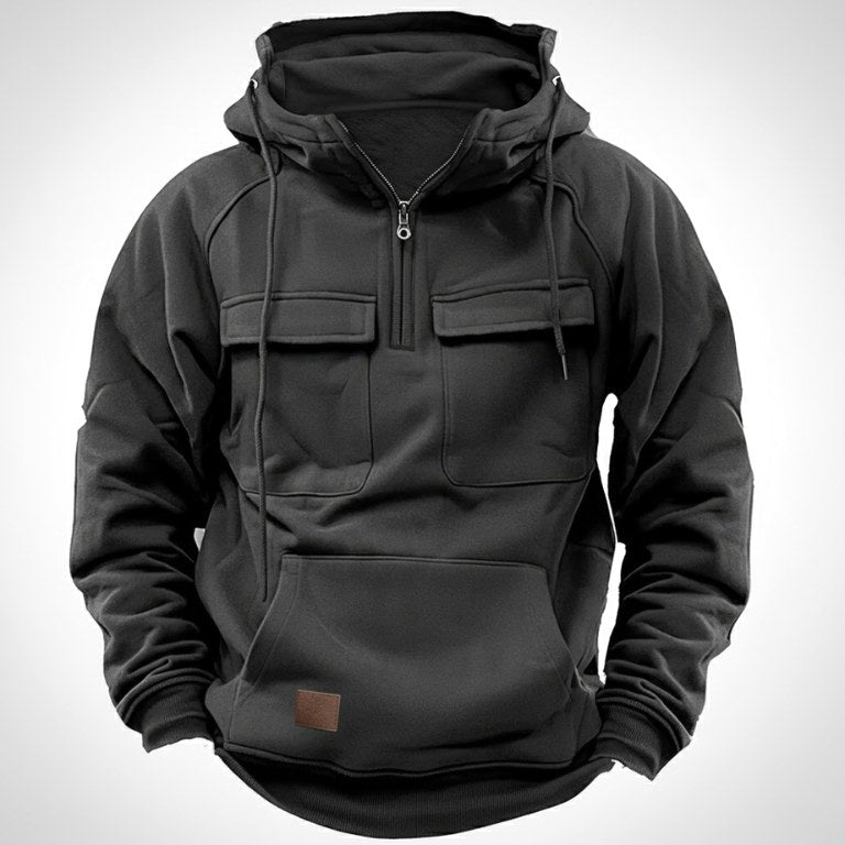 Albert | Męski sweter, z kapturem, ciepły model | Rokishi | Zielony