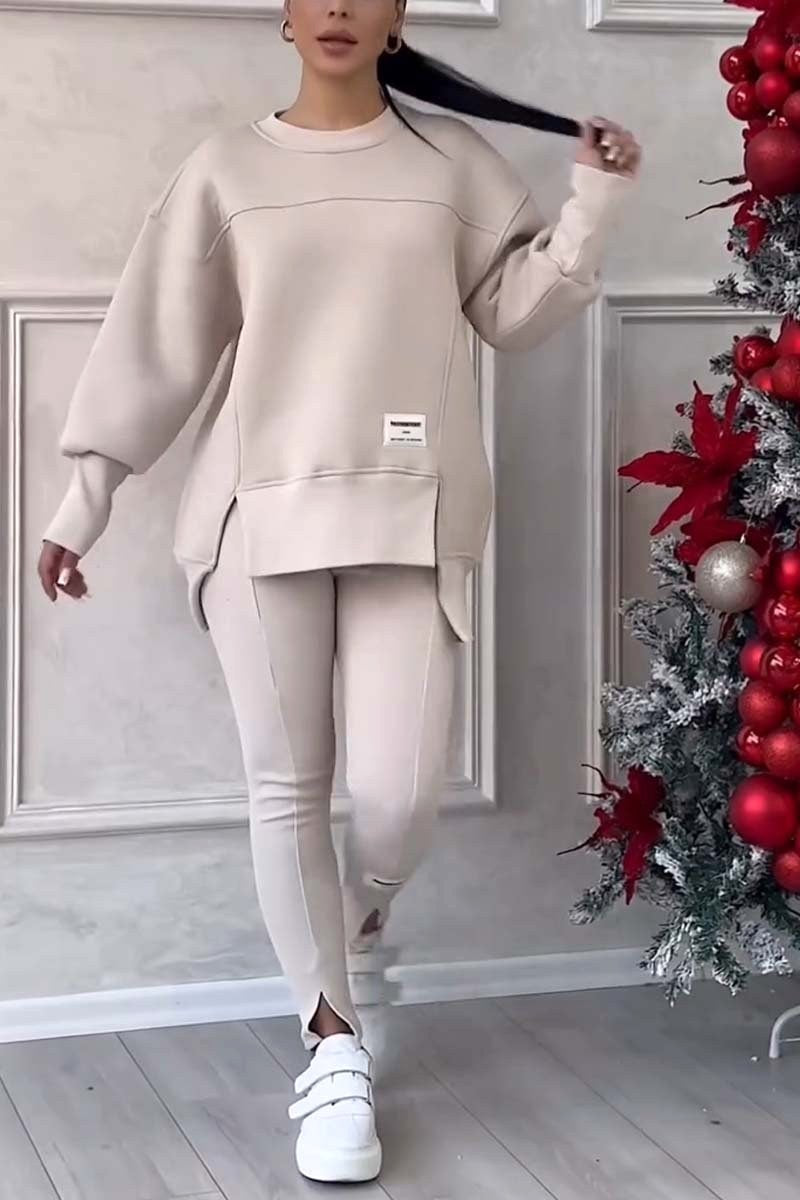 Aneta | Bluza oversize z rozcięciami i legginsy, dwuczęściowy zestaw domowy dla kobiet | Rokishi