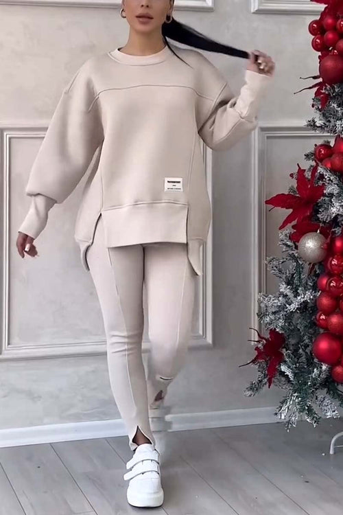 Aneta | Bluza oversize z rozcięciami i legginsy, dwuczęściowy zestaw domowy dla kobiet | Rokishi