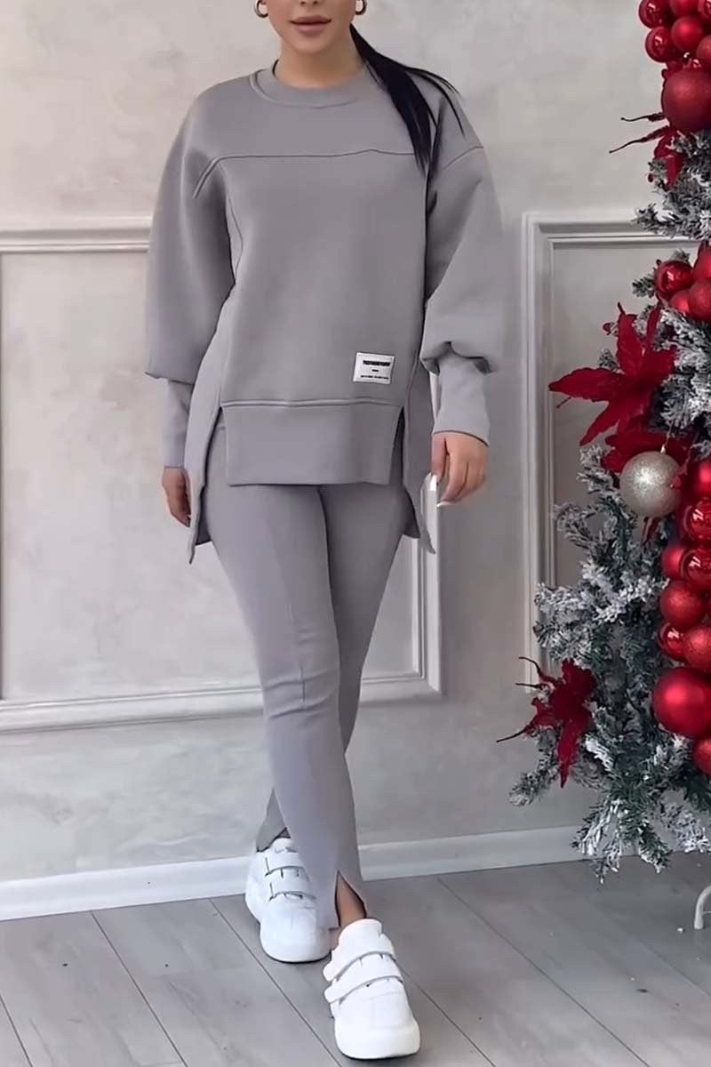 Aneta | Bluza oversize z rozcięciami i legginsy, dwuczęściowy zestaw domowy dla kobiet | Rokishi