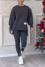 Aneta | Bluza oversize z rozcięciami i legginsy, dwuczęściowy zestaw domowy dla kobiet | Rokishi