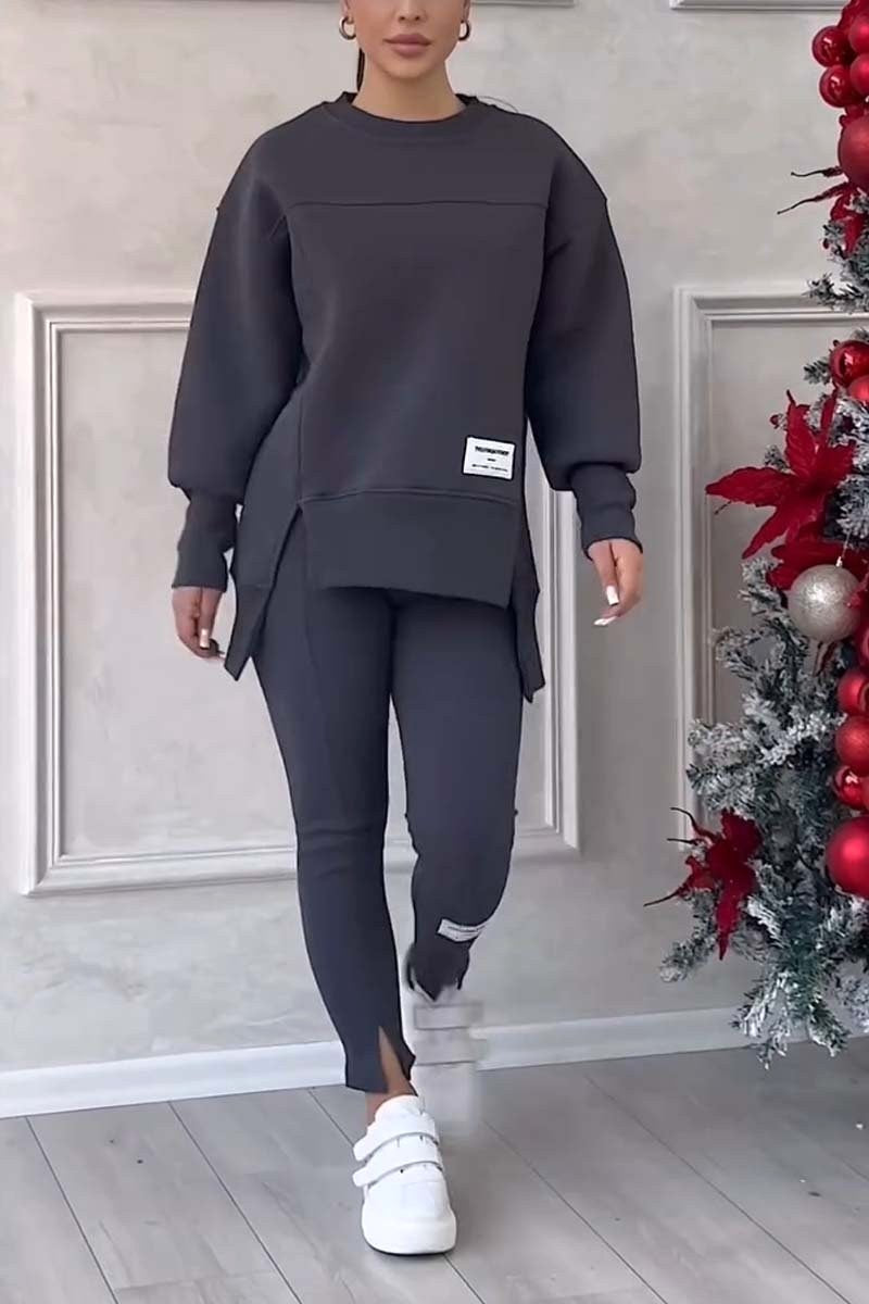 Aneta | Bluza oversize z rozcięciami i legginsy, dwuczęściowy zestaw domowy dla kobiet | Rokishi