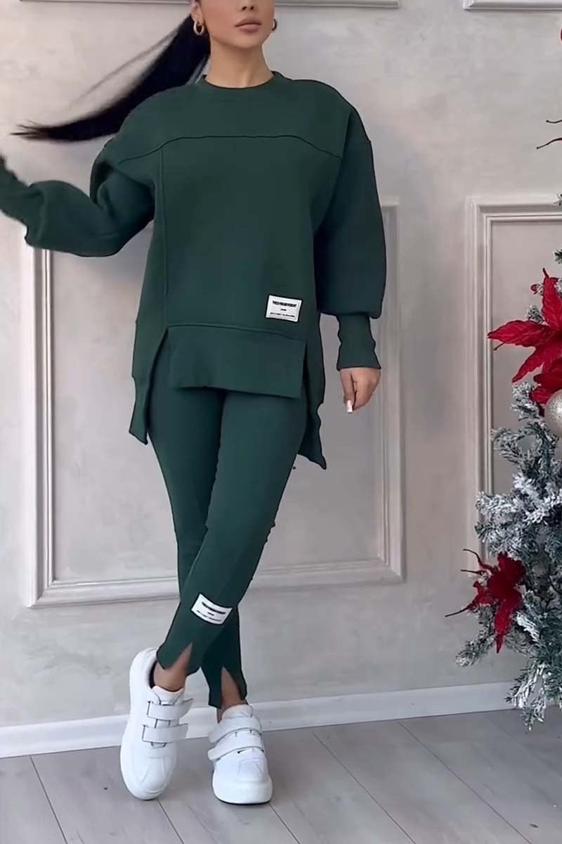 Aneta | Bluza oversize z rozcięciami i legginsy, dwuczęściowy zestaw domowy dla kobiet | Rokishi