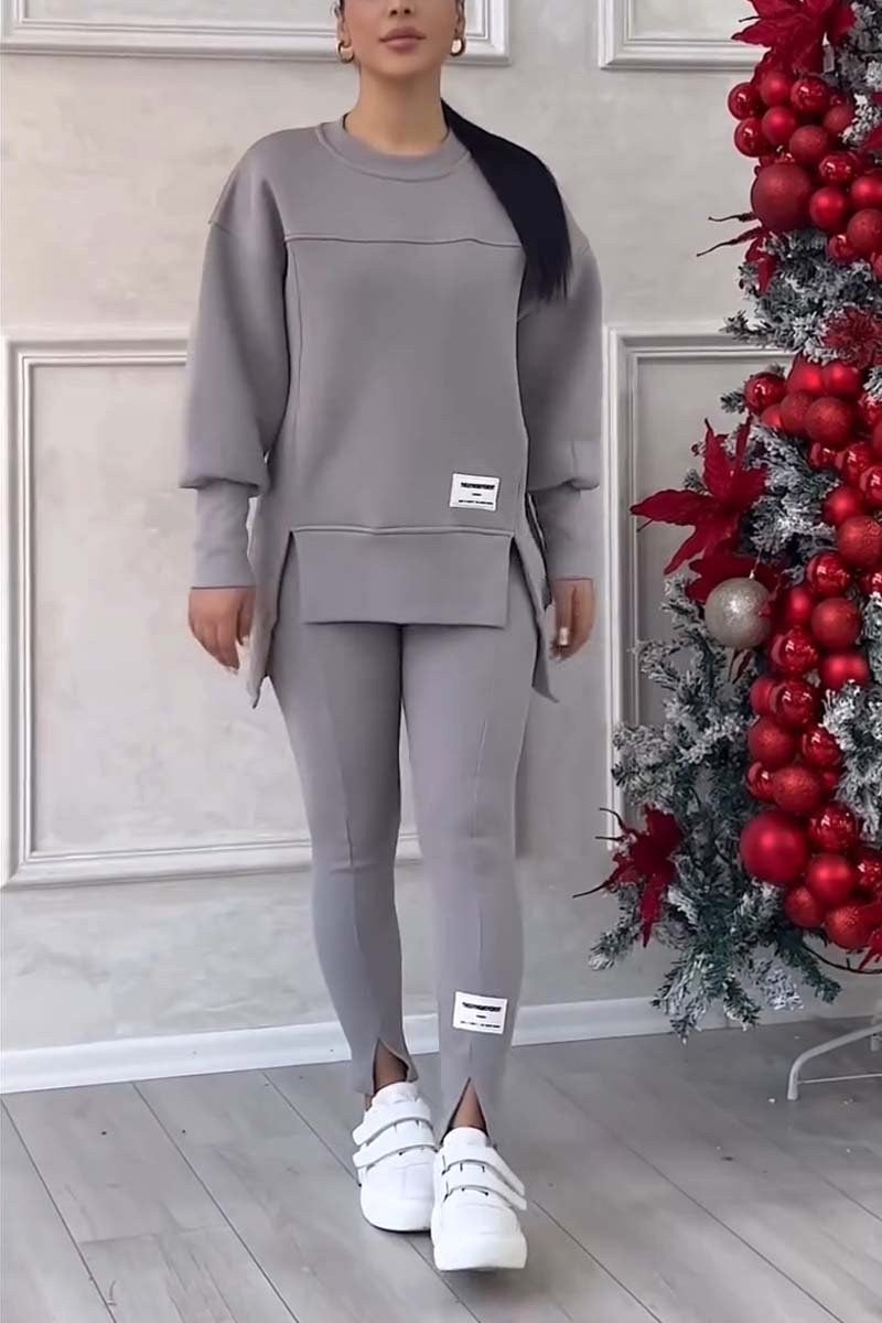 Aneta | Bluza oversize z rozcięciami i legginsy, dwuczęściowy zestaw domowy dla kobiet | Rokishi