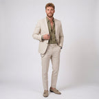Mieszko | Męski garnitur lniany o kroju slim fit, zestaw dwuczęściowy | Rokishi