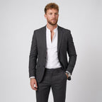 Mieszko | Męski garnitur lniany o kroju slim fit, zestaw dwuczęściowy | Rokishi