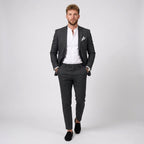 Mieszko | Męski garnitur lniany o kroju slim fit, zestaw dwuczęściowy | Rokishi