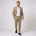 Mieszko | Męski garnitur lniany o kroju slim fit, zestaw dwuczęściowy | Rokishi