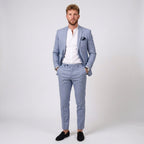 Mieszko | Męski garnitur lniany o kroju slim fit, zestaw dwuczęściowy | Rokishi