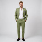 Mieszko | Męski garnitur lniany o kroju slim fit, zestaw dwuczęściowy | Rokishi