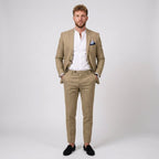 Mieszko | Męski garnitur lniany o kroju slim fit, zestaw dwuczęściowy | Rokishi